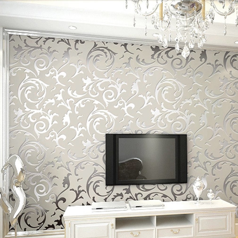 유럽 스타일 럭셔리 다마 비 짠 3D 벽지 간단한 양각 벽 롤 종이 수직 침실 홈 배경 장식